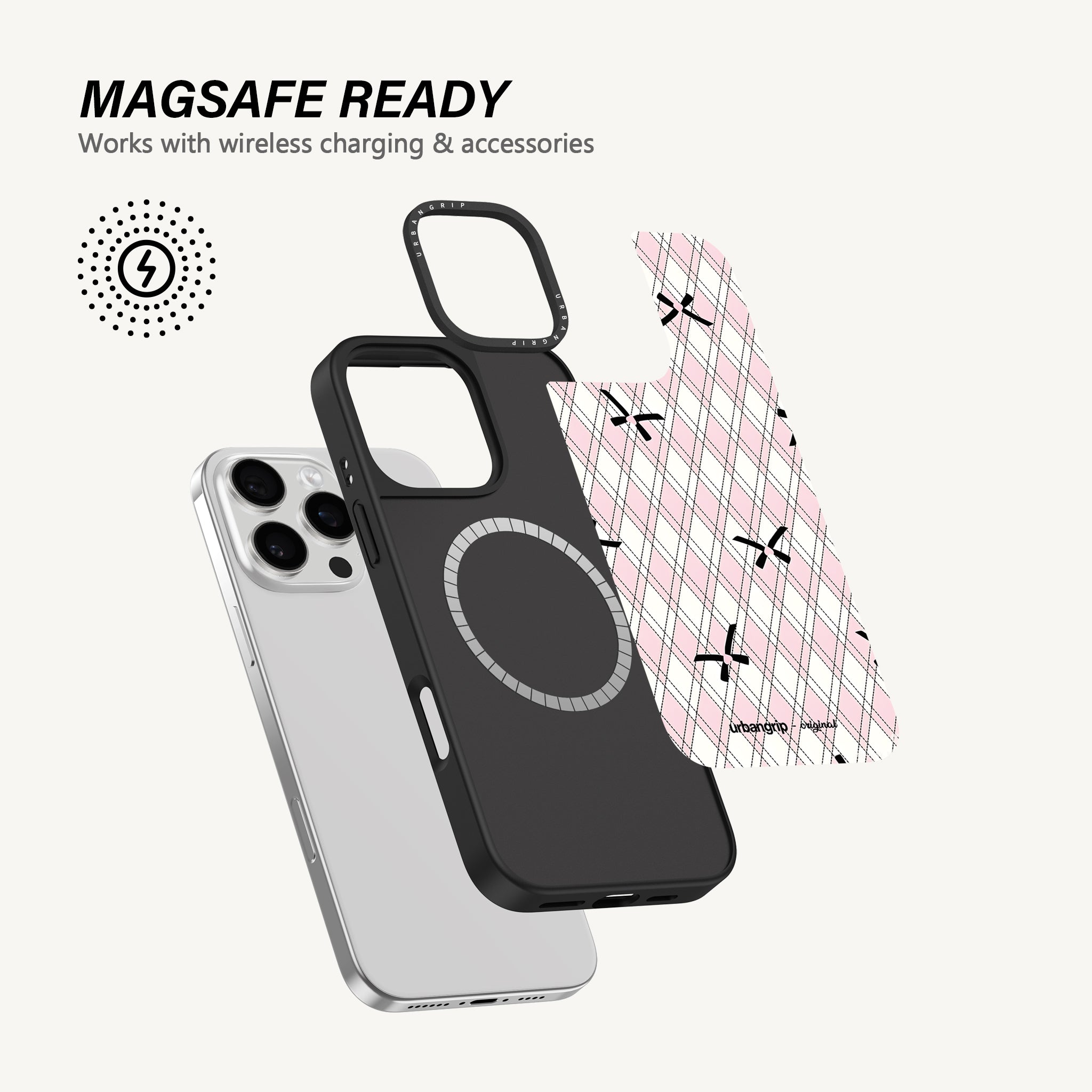 Pink Plaid Ribbon Case - MagSafe