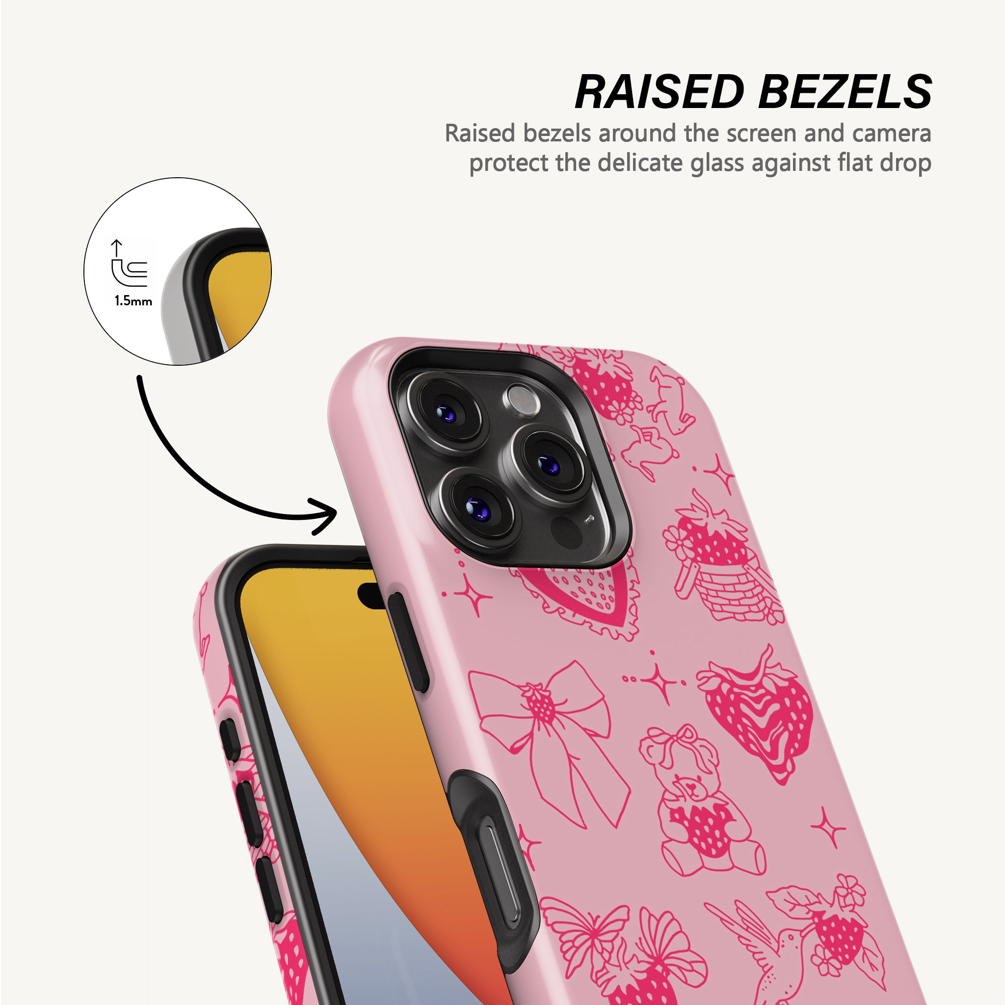 Strawberry Teddy Case - Tough MagSafe